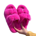 Women's Double Strapped Furry Fluffy Slippers