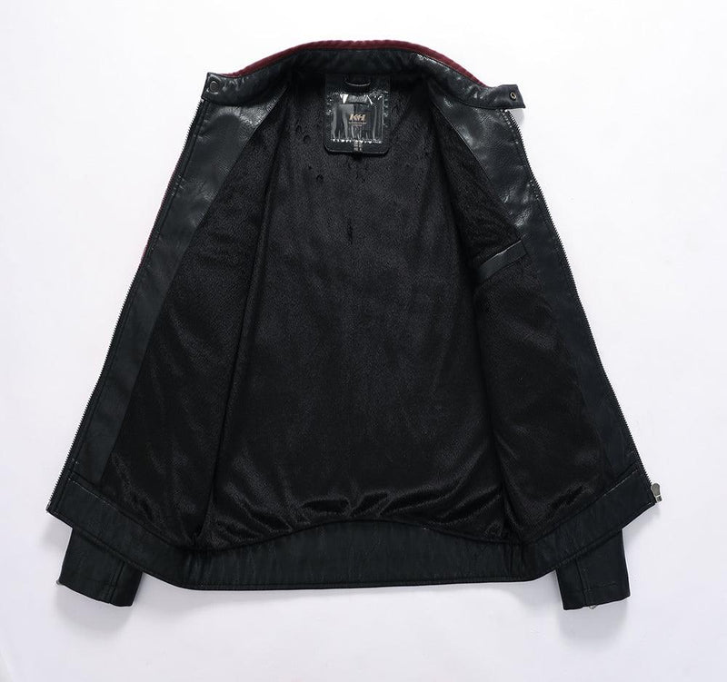 Men's Multi Color Faux Leather Bomber Jacket - AM APPAREL