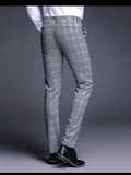 ICPAN Pantalon de costume formel à carreaux pour homme 