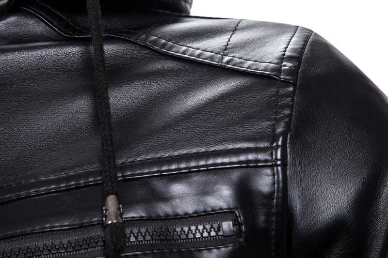 Men's Autumn Winter Motorcycle PU Leather Jacket