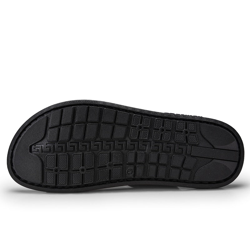 SSX Men's Genuine Leather Two Tone Slipper Sandals