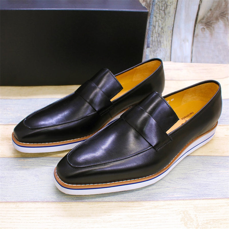 Chaussures plates confortables en cuir véritable pour hommes 