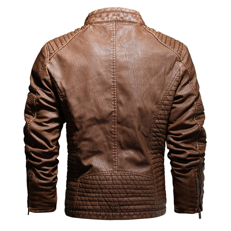 Men's Winter Motorcycle PU  Leather Jacket