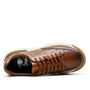 DESAI Zapatillas de deporte con cordones de cuero genuino con suela gruesa para hombre