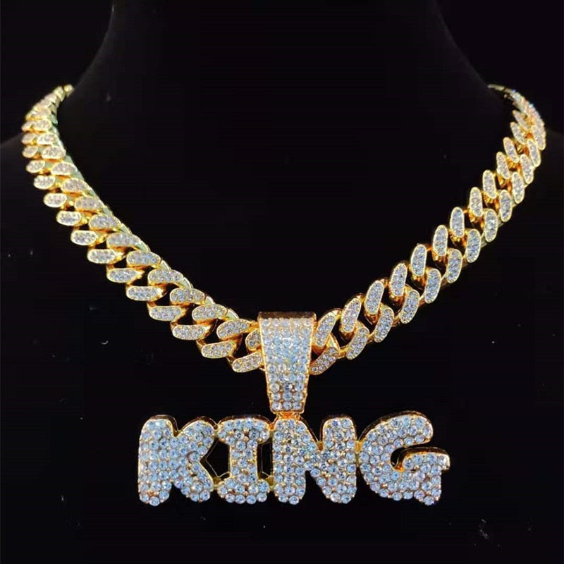 KING Pendant Men's Iced Out Necklace