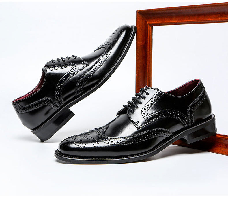 BROGUE Zapatos Oxford británicos de piel auténtica para hombre