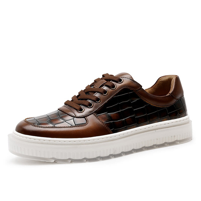 DESAI Men's Luxury Genuine Leather Thick Sole Sneakers