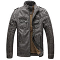 Men's Winter Thick Wool Interior PU Leather Jacket