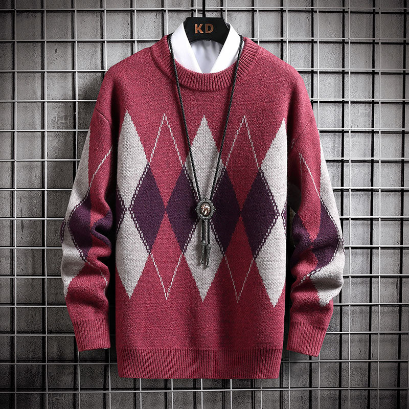 Men's Fashion Argyle Knitted Pullover