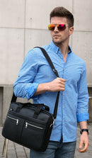 WEIXER Maletín de negocios de cuero genuino para hombres