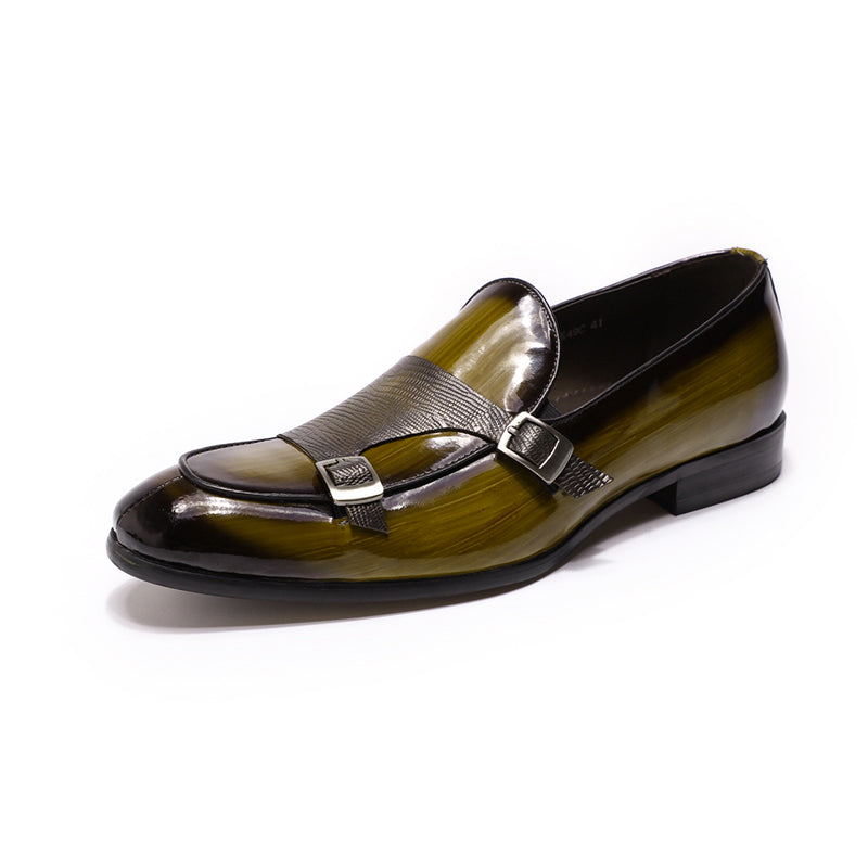 FC Men's Patent Leather Buckle Detail Wedding Loafers