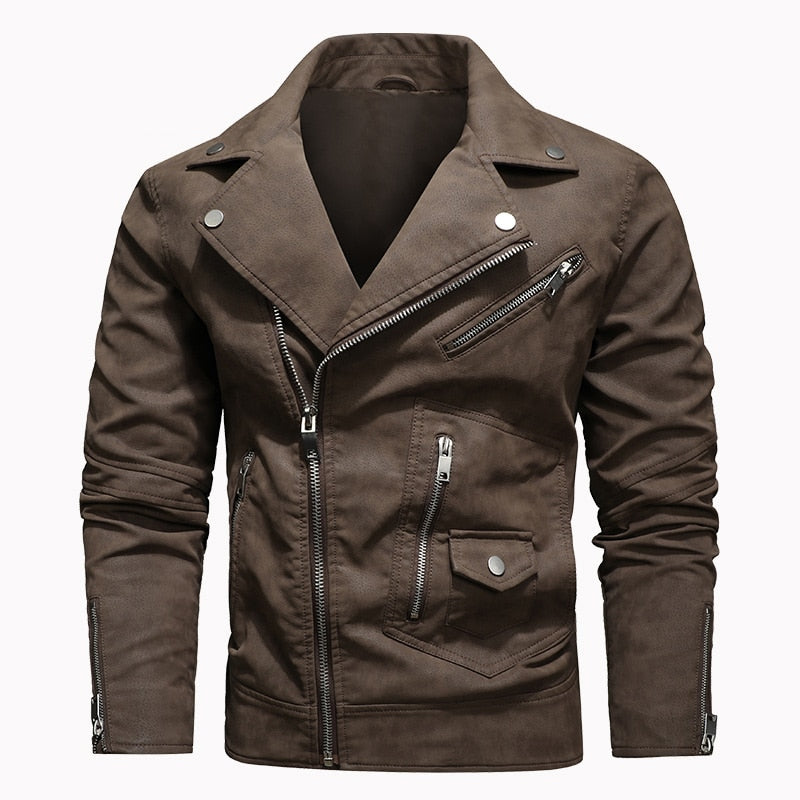 MANTORS Men's Faux Leather Bomber Jacket