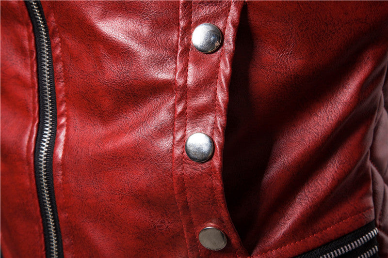 Men's Punk Style  PU Leather Fur Collar Jacket