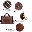 BULLCAPTAIN Maletín de cuero de vaca retro de moda para hombre