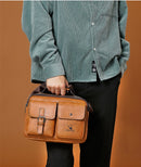 WEIXER Maletín de cuero PU para hombre de 10 pulgadas