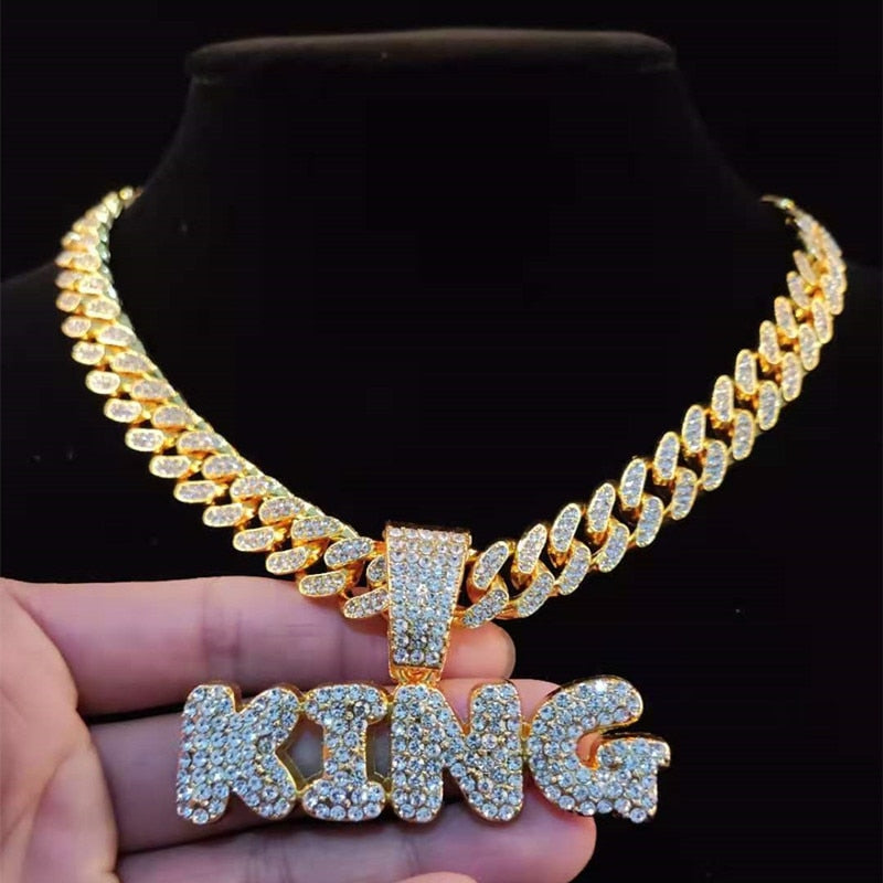 KING Pendant Men's Iced Out Necklace