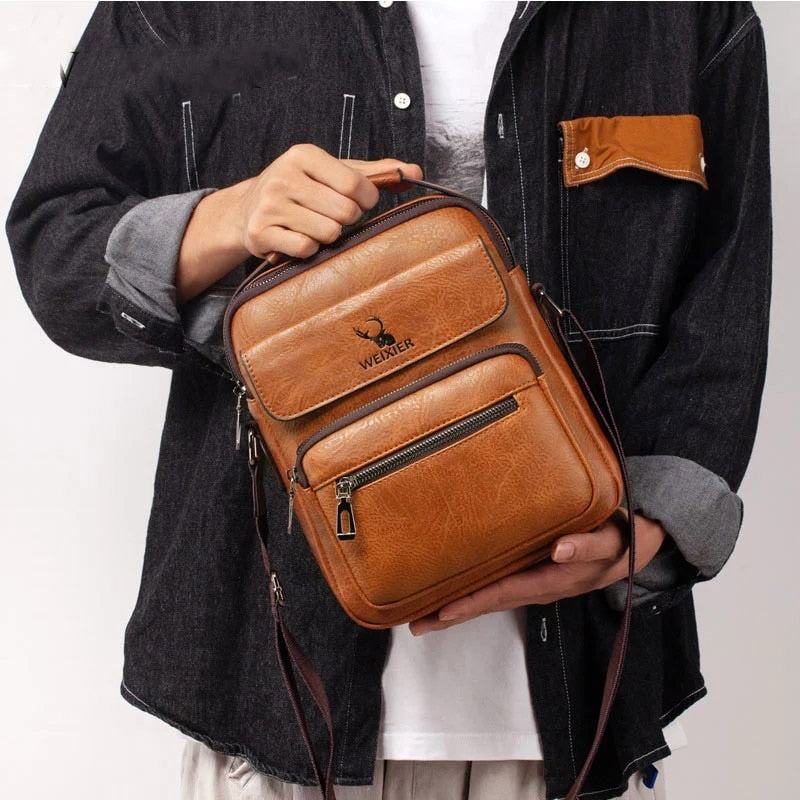 WEIXIER Men's Casual Soft Messenger Crossbody Bag