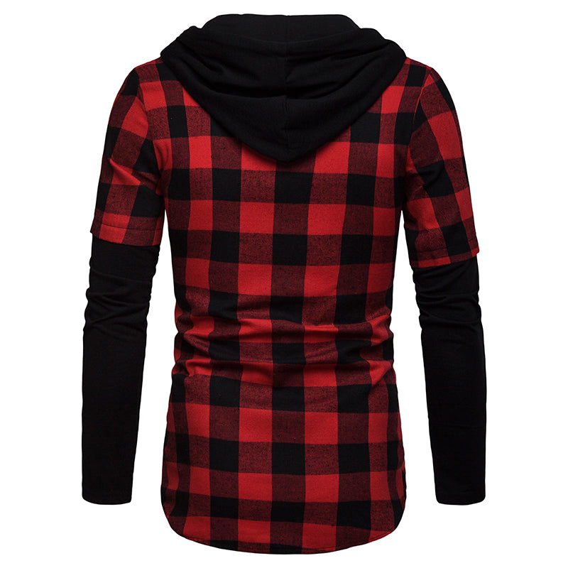 VAC Men's Casual Slim Fit Flannel Hooded Shirt