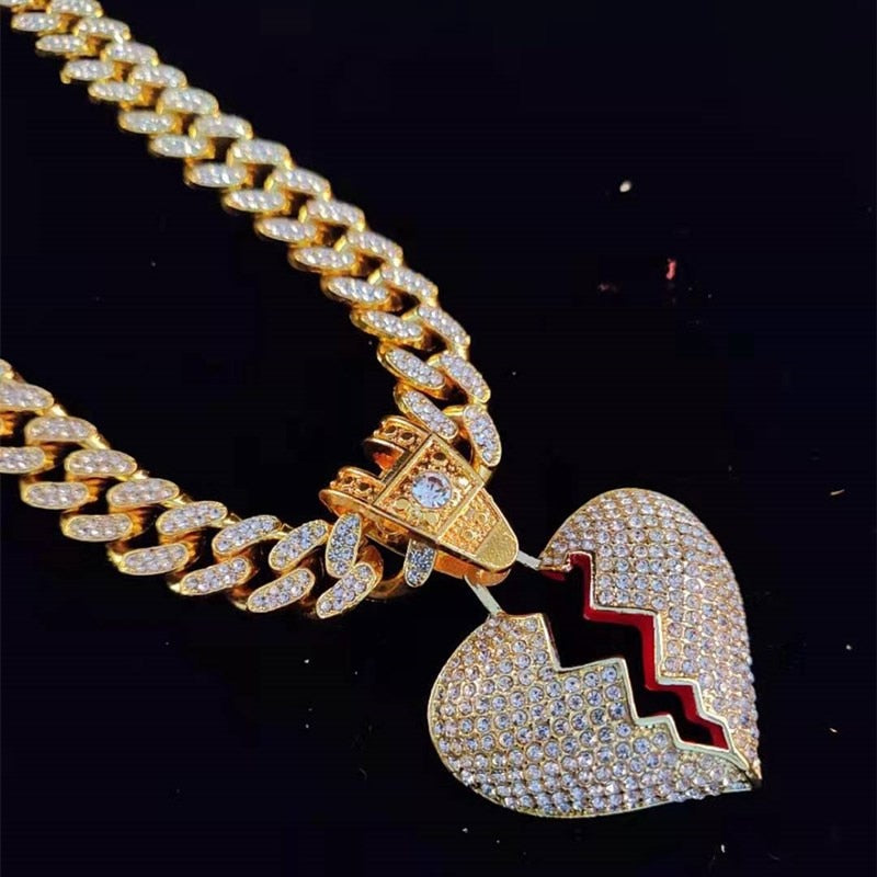 Unisex Heartbroken Hip Hop Iced Out Necklace