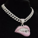 Collar con colgante de mordedura de labios unisex