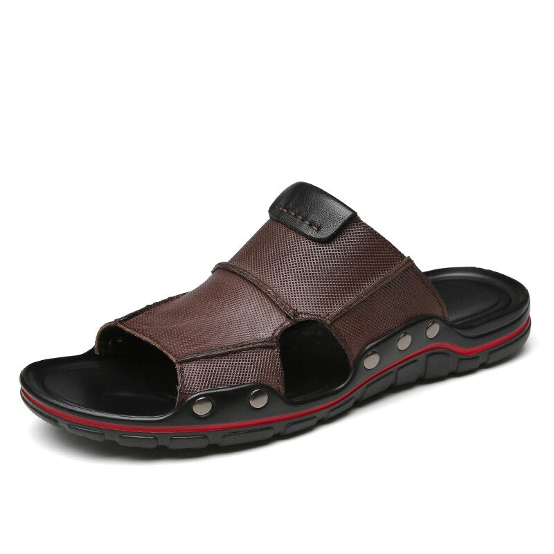 SSX Men's Summer Genuine Leather Slipper Sandals