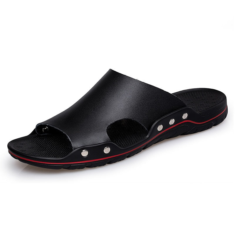 Men's Summer Faux Leather Beach Slipper Sandals