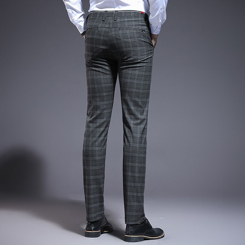 ICPAN - Pantalones de traje formales a cuadros para hombre