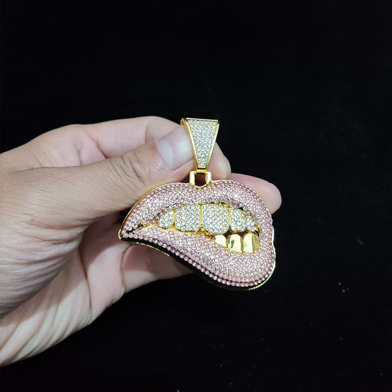 Collier pendentif unisexe Lip Bite