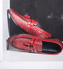 Mocassins en similicuir à carreaux à pampilles pour hommes 