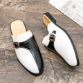 Men's Faux Leather Double Colored Backless Loafers