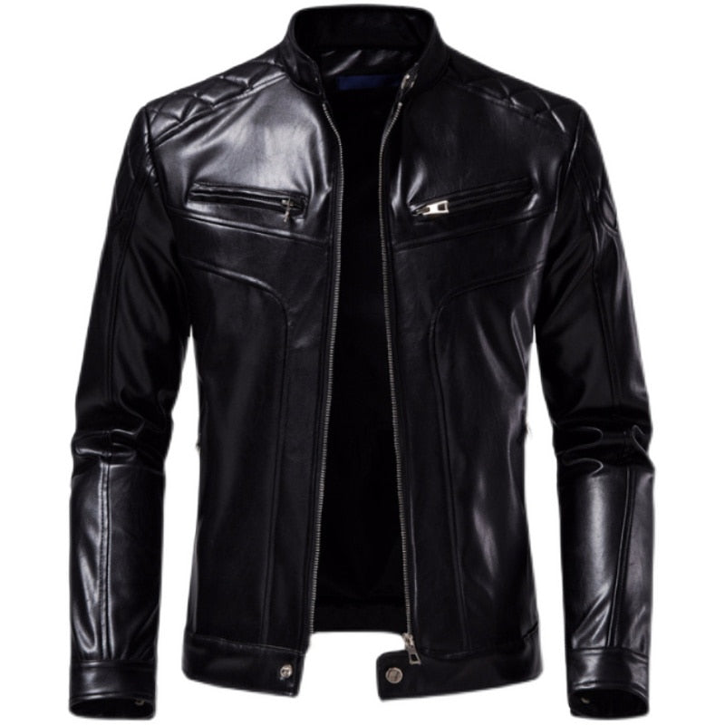Men's Winter Casual Motorcycle Faux Leather Jacket