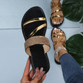 Sandales plates décontractées en cuir verni pour femmes