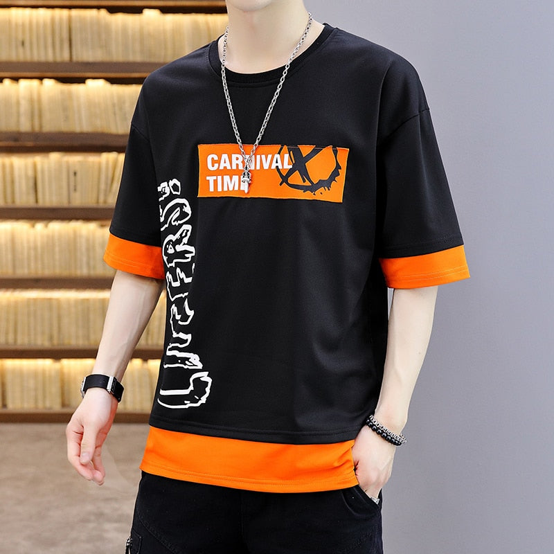 Camiseta Harajuku de manga corta coreana para hombre CARNIVAL