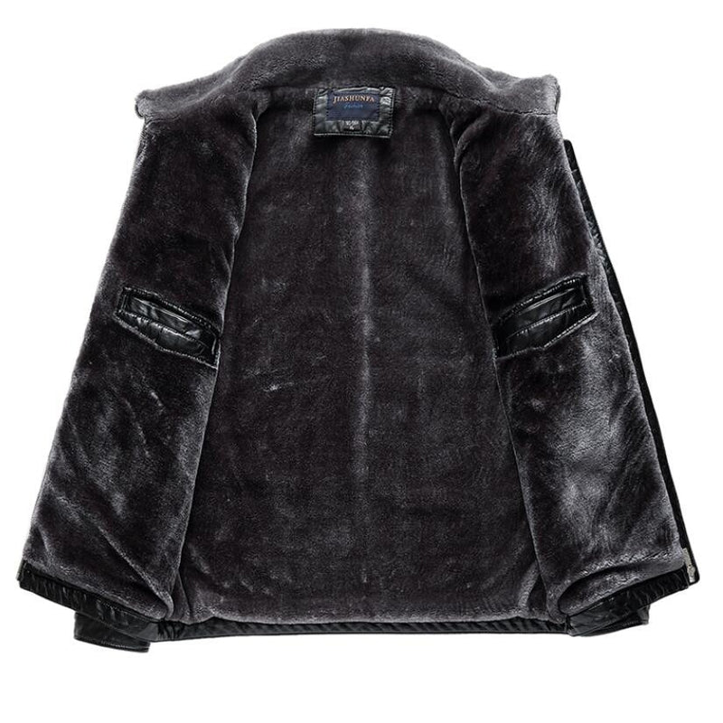 Men's Faux Leather Slim Fit Fleece Interior Jacket