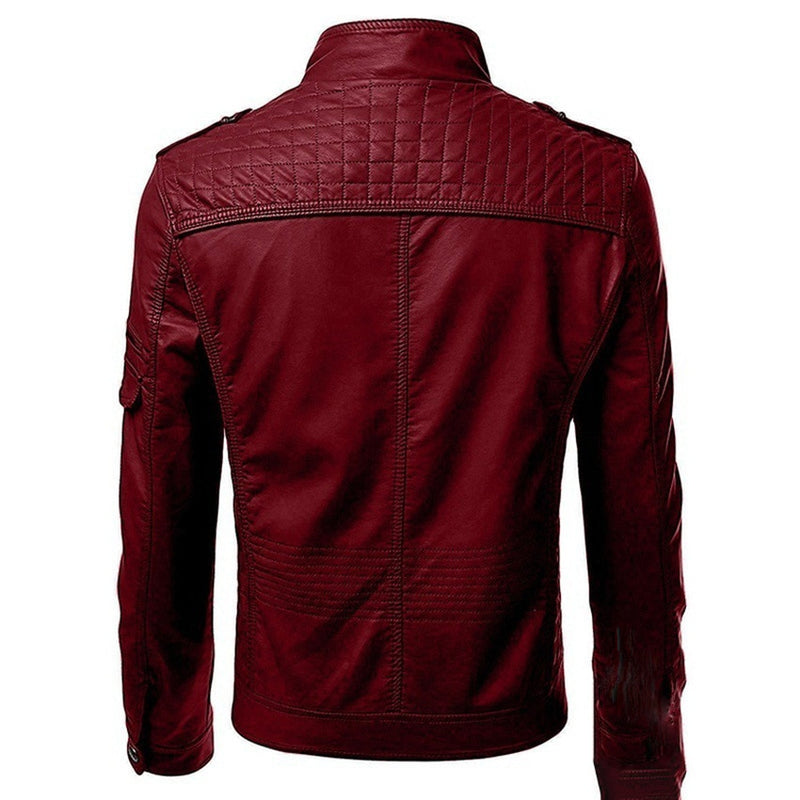 Men's Fashionista Autumn Stand Collar Faux Leather Jacket