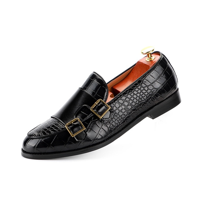 PHEN Men's PU Leather Buckle Detail Wedding Loafers