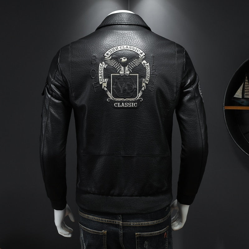 DEM Men's Fall/Winter Faux Leather Biker Jacket