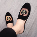 PHER Men's Suede Leather Backless Velvet Loafers