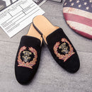 PHER Men's Suede Leather Backless Velvet Loafers