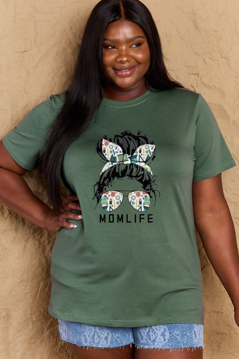 T-shirt en coton graphique Simply Love MOM LIFE pleine taille