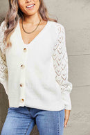 Cardigan en tricot côtelé à manches raglan plongeantes Double Take