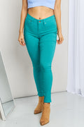 YMI Jeanswear Kate Hyper-Stretch Jeans ajustados de talle medio y tamaño completo en verde mar