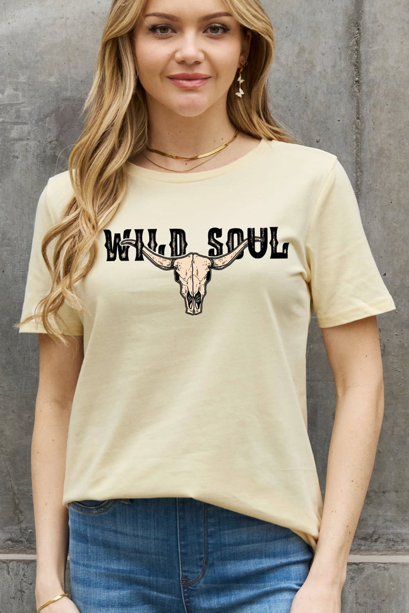 Simply Love T-shirt en coton graphique WILD SOUL pleine grandeur