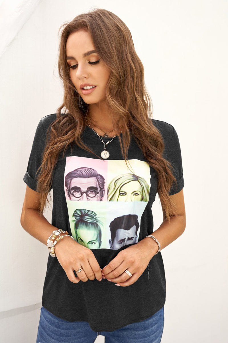 Camiseta con estampado gráfico de retratos