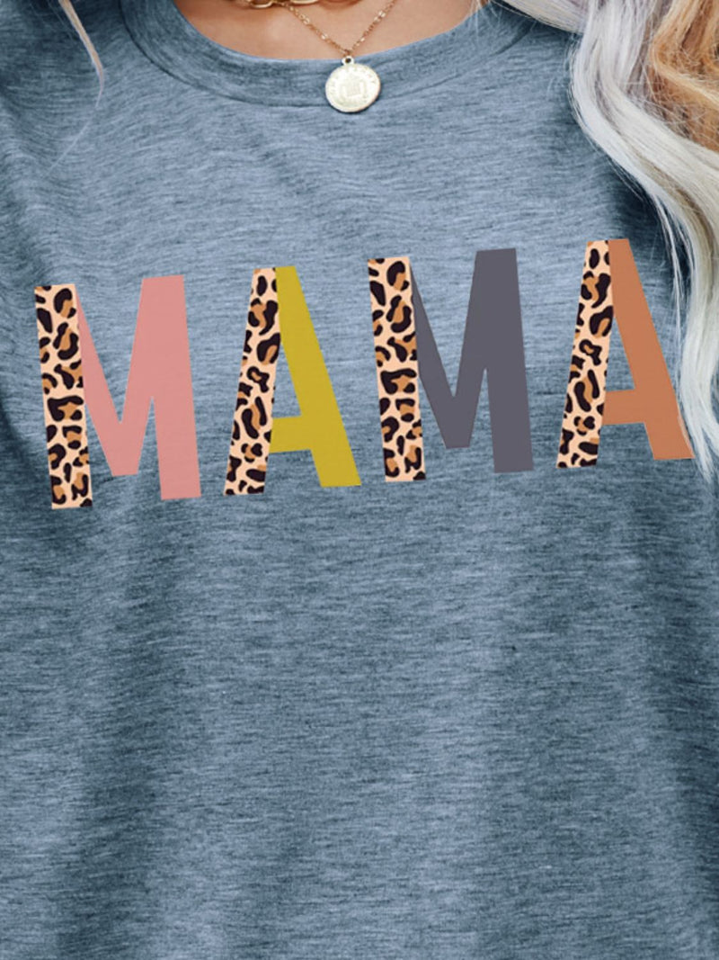 MAMA Camiseta de manga corta con estampado de leopardo