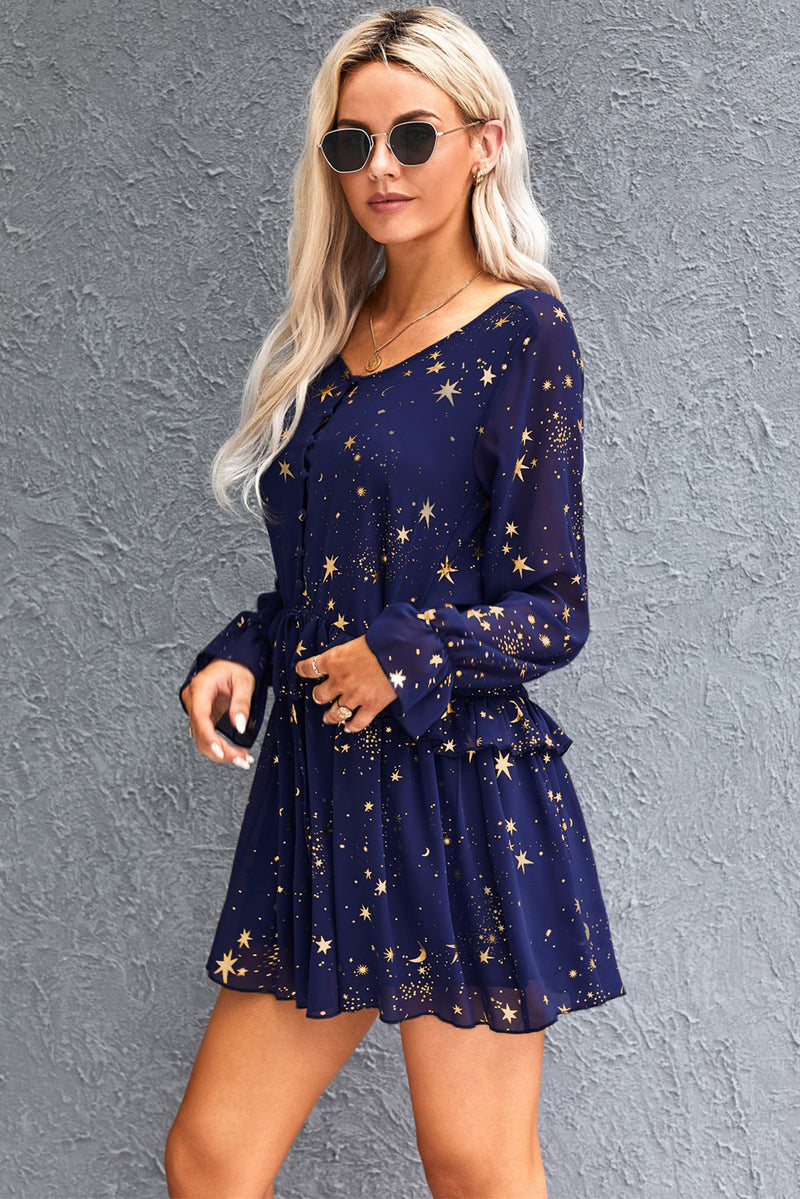 Vestido casual con volantes brillantes