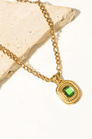 Collier Pendentif Strass Incrusté Plaqué Or 18K