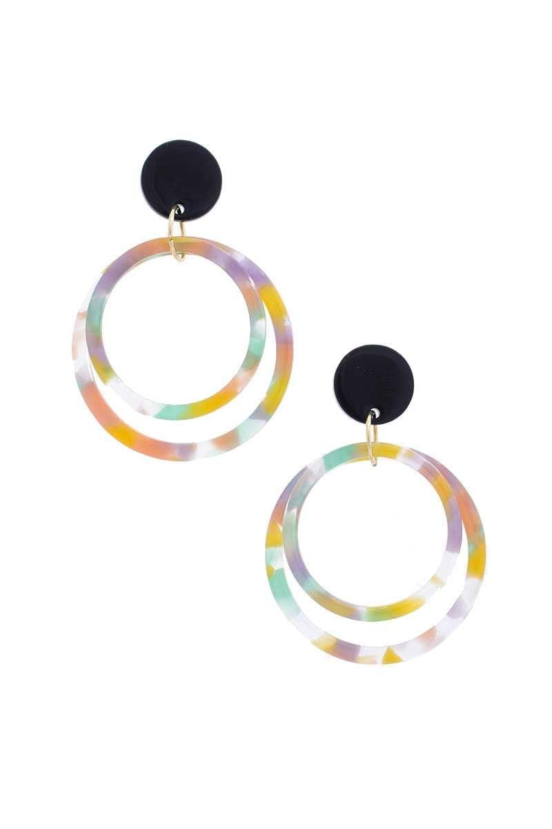 Acetate Double Circle Post Drop Earring - AM APPAREL