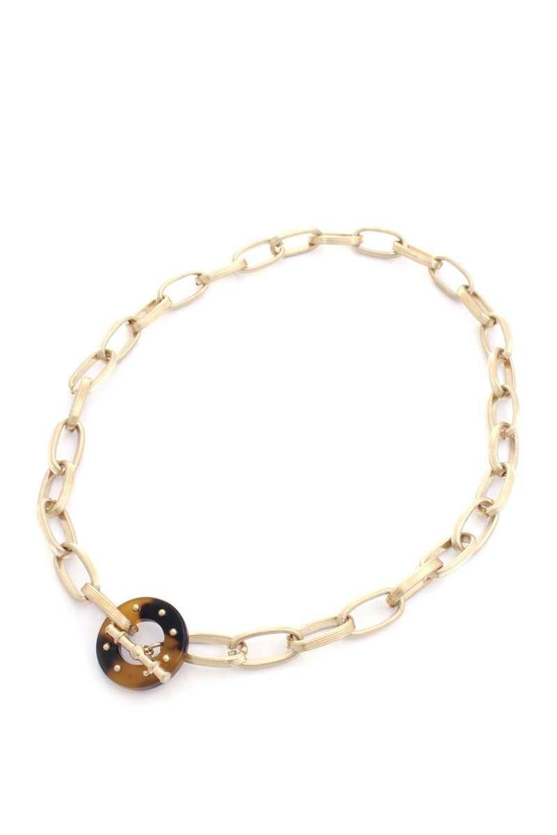 Acetate Ring Oval Link Toggle Clasp Necklace - AM APPAREL