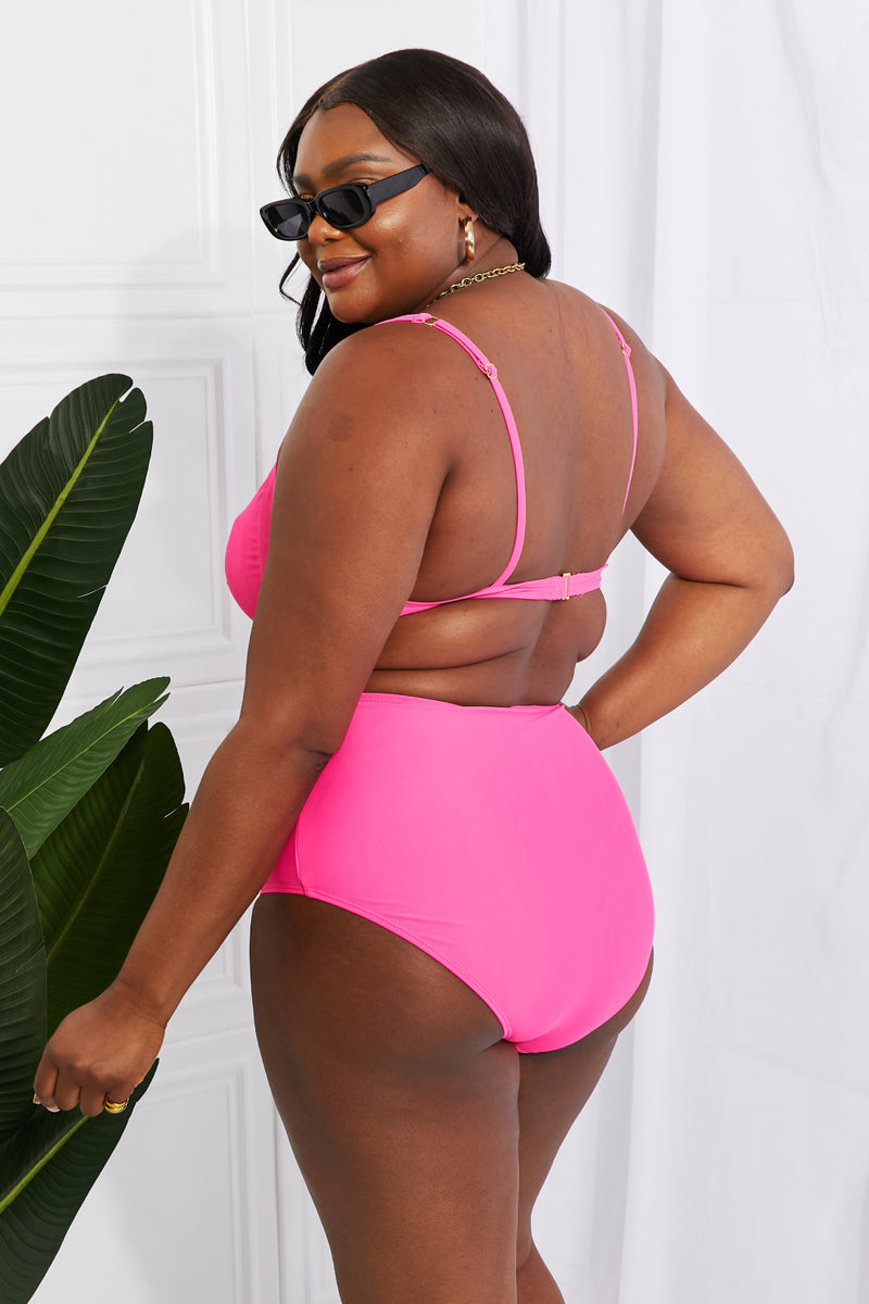 Marina West Swim - Bikini taille haute torsadé Take A Dip en rose